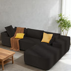 105.5" Modular Sectional Sofa L-Shape, Modular Cloud Sofa with Deep Seat for Living Room Bedroom, Upholstered Couches No Assembly Required (Black Right Facing Chaise)