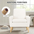 Lohoms White Accent Chair Set of 2 for Living Room, Fluffy Comfy Reading Leisure Chairs for Bedroom, White Teddy Upholstered Sherpa Armchair for Apartment, Small Boucle Sofa Chair with Wood Legs
