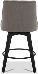 Watson & Whitely Modern Swivel Bar Stools, Performance Fabric Upholstered Counter Height Bar Stool with Back, Solid Wood Legs, 26" H Seat, Set of 2, Flint Grey