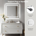 WTTY LED Bathroom Mirror 32"x32" with Backlit and Front Light,Stepless Dimmable LED Mirror for Bathroom,Anti-Fog Lighted Bathroom Vanity Mirror Modern for Wall,Memory Function,Shatter-Proof