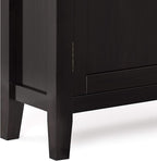 SIMPLIHOME Redmond SOLID WOOD 32 inch Wide Transitional Low Storage Cabinet in Hickory Brown for the Living Room, Entryway and Family Room