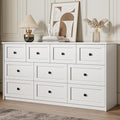 10 Drawer Double Dresser for Bedroom, 59.1" Wide Dressers & Chests of Drawers with Large Capacity Storage,White Dresser for Bedroom,Hallway,White