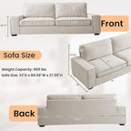 RISAR 88.58" Modern Sofa for Living Room, Chenille Couch with Removable Cover & Spring Cushions, Solid Wood Frame, Easy Assembly for Small Spaces (Beige)