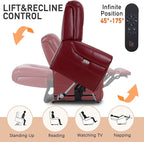 EONIX Four Motor Lay Flat Power Lift Recliner Chair for Elderly, 400lbs Electirc Lift Chair for Living Room, Independent Adjustable Lumbar Support & Headrest, Extended Footrest, Burgundy