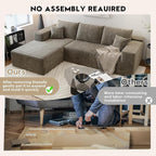 107.5" Cloud Sectional Couch with L-Shape Chaise,Modern Modular Sofa with Deep Seat, Upholstered Couches for Living Room Bedroom Apartments,No Assembly Required, (Camel,Left Facing Chaise)