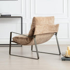 DUOMAY Mid-Century Accent Chair Armchair, Comfy Chenille Leisure Chair Lazy Chair with Brozen Metal Leg for Living Room Bedroom Office Apartment, Khaki