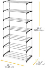 Whitmor 7-Tier Shoe Rack - Small Space Solution - Store up to 14 Pairs of Shoes - Organize Shoes & Accessories - Chrome & Black