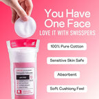 Swisspers Smooth Moves Ultra-Luxe Premium Cotton Rounds, Hypoallergenic Makeup Remover Pads for Sensitive Skin, USA Made, Vegan, Lint-Free, Paraben Free, 100 Count