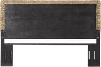 Headboard Coastal Design Handwoven Seagrass Matte Black Feet Rustic Decor Queen