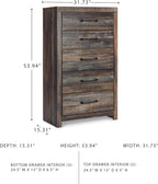 Signature Design by Ashley Drystan Casual 5 Drawer Chest, Dark Brown & Gray