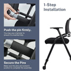 10 Pack Foldable Office Chairs with Wheels, Mesh Back, Arms and Portable - Folding Office Chairs Stackable for Conference Room Chair, Office Guest & Reception & Meeting Chair - (Black) 300 lbs.