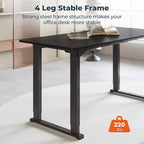 4 Legs Standing Desk, Large 79x31 Inches Electric Adjustable Height Desk with Splice Board, Stand Up Desks Home Office Computer Workstation, Black