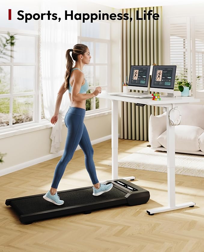 SANODESK Electric Standing Desk 55 x 28 Inches Whole-Piece Desktop Height Adjustable Stand Up Desk w/6-Button Controller Ergonomic Computer Desk for Home Office, White Frame + White Tabletop