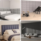 Upholstered Wall Mounted Headboard, 3D Soundproof Wall Panels Peel and Stick Headboard for King Size, Headboard for Adjustable Bed, Tufted Headboard, Black(12 Panels, 10" x 24")