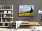 Wieco Art Wheat Field with Cypresses by Van Gogh Classical Oil Paintings Reproduction Large Modern Canvas Print Wall Art Landscape Pictures Stretched and Framed Giclee s Artwork for Home