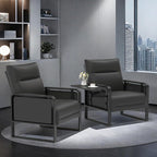 Faux Leather Accent Chair, Upholstered Armchair with Side Tray & Pocket, Comfy Reading Chair for Living Room, Bedroom, Guest Room, Black