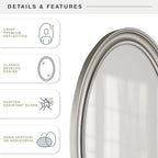 MCS 21x31 Large Wall Mirror, Classic Nickel Oval Mirror, Vertical & Horizontal Wall Hanging Mirror for Bathroom, Bedroom & Livingroom