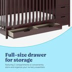 Graco Hadley 5-in-1 Convertible Crib & Changer (Espresso) – GREENGUARD Gold Certified, Fits Standard Crib Mattress, Converts to Toddler Bed and Full Bed, 4 Adjustable Mattress Heights
