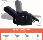 Power Lift Recliner Chair for Adults Oversized Infinite Position Lift Chair for Elderly W/Massage & Heat, Lay Flat Recliner Chair, One-Touch Reset, Cup Holders, Lumbar Pillow, Fabric (Premium, Navy)