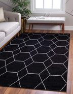 Unique Loom Trellis Frieze Collection Area Rug - Geometric (3' 3" x 5' 3", Black/ Ivory)