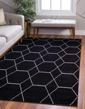 Unique Loom Trellis Frieze Collection Area Rug - Geometric (6' 1" x 9', Black/ Ivory)