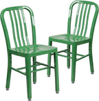 Flash Furniture Gael Commercial Grade 2 Pack Green Metal Indoor-Outdoor Chair
