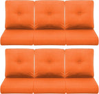 Patio Chair Cushions 6 Packs - Outside High Back Thick Water-Resistant Cushion 22x24 with Zipper Cover for Outdoor Glider Rocking Chairs Loveseat 3-Seater Couch Sofa – Orange/Buckle