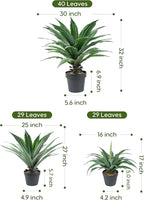 Velener Artificial Agave Plant in Black Pot with Real Stone Pebbles, Large Fake Agave Plants with Green Serrated Leaves, Faux Yucca for Indoor and Outdoor Decor-17 Inches Tall, 29 Leaves