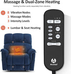 MCombo Large-Wide Dual Motor Power Lift Recliner Chair, Massage and Dual Heating for Elderly People, Infinite Position, Fabric R7166 (Navy Blue)