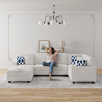 Legend Vansen Modular Sectional Sofa U Shaped Couch with Ottoman Modern Reversible Corner Sectional Couch for Living Room (Cream, U Shaped Sofa-3)