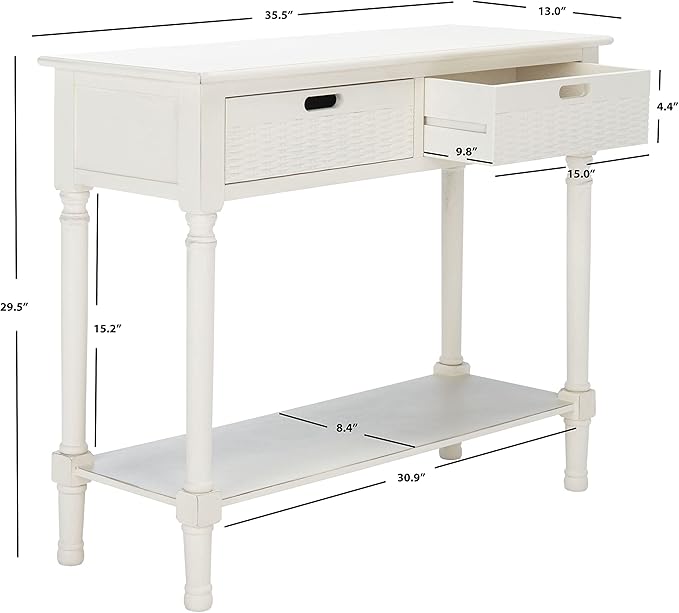 SAFAVIEH Home Collection Landers Distressed White 2-Drawer Console Table CNS5710A