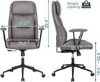 High Back Office Desk Chair,Ergonomic Reclining Office Chair,Modern Swivel Computer Chair,Conference Room Chairs,Grey Leather Chair with Lumbar Support,330lbs