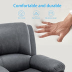 Manual Recliner Chair for Adults, Reclining Chairs, Breathable Leather Single Sofa with Adjustable Backrest, Modern Push Back Wingback Lounge Armchair for Living Room (Grey)