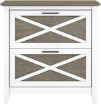 Bush Furniture Key West 2 Drawer Lateral File Cabinet in Pure White and Shiplap Gray, Document Storage for Home Office, Accent Chest with Drawers