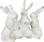 Creative Co-op EC0147 Whitewashed Polyresin Bunny Rabbit Quartet Figures and Figurines, White