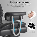 Big and Tall Office Chair, Executive Home Office Desk Chair, Comfy Leather High-Back Reclining Computer Chair with Retractable Footrest and Padded Arms, 360°Swivel Rolling Wheels, Wide Seat, Black