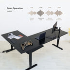 Progressive Desk Stand Up Height Adjustable Standing Desk - L Shaped 85" x 72" Corner Computer Rising Workstation Electric Table - Warm White, Black Frame