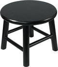 CONSDAN 9-Inch Round Step Stool for Adults & Kids, USA Grown Solid Oak Hardwood Ottoman, Sturdy Small Foot Stool for Kitchen, Bedside, Nursery, Shoe Changing, Plant Stand, Fully Assembled (Black)