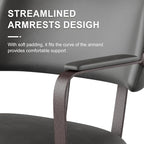 Home Office Desk Chair, Mid-Century Style Desk Chair with Padded Arms, Adjustable Seat Height, Mid Back 360° Small Computer Chair with Mobile Mute Wheel, PU Leather (Black)