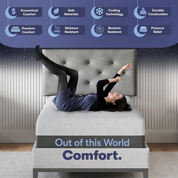 Celestial Sleep Gel Memory Foam Mattress in a Box, Made in The USA, CertiPUR-US® Certified Foam, Oeko-Tex, and Fiberglass-Free Certified Bed, 12 inch Soft - TwinXL