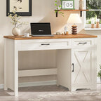 Vabches Farmhouse 51" Executive Desk,Computer Desk with Drawers and Storage Cabinet, Home Office Desk for Work and Study.
