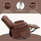 BOSMILLER Massage Swivel Rocker Recliner Chair with Vibration Massage and Heat Ergonomic Lounge Chair for Living Room with Rocking Function and Side Pocket, 2 Cup Holders, USB Charge Port