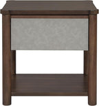 Christopher Knight Home Zeri Bedroom Nightstands Set of 2, Wood Nightstand with Drawers, Small Bedside Table Set of 2, End Table for Living Room, Multipurpose Storage Cabinet, Light Gray + Walnut