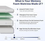 Queen Mattress 6 Inch Green Tea Memory Foam Mattress for Cool Sleep & Pressure Relief, Medium Firm Feel,Fiberglass Free, Bed in a Box, Removable Washable Cover, CertiPUR-US Certified