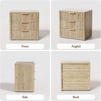 Night Stand with 3 Drawers, 23" Wide Modern Nightstand with Large Storage, Fluted Bed Side Table with Metal Handle, End Table Tall Nightstand for Bedroom, Living Room, Office, Nature