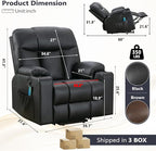 ANJ Black Power Lift Recliner Chair for Elderly with Heat & Massage, Faux Leather Electric Recliner Sofa with USB Port, Cup Holders & Side Pockets, Heavy Duty Reclining Chair for Seniors