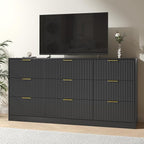 Dresser for Bedroom with 9 Drawer, 63” Long Black Dresser Modern Chest of Drawers with Metal Handle, Wood TV Stand Storage Organizer for Bedroom, Living Room, Black