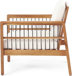 Christopher Knight Home Elias Outdoor Acacia Wood and Iron Club Chair with Cushions, Teak, Black, Beige