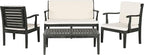 SAFAVIEH Outdoor Collection Fresno Dark Slate Grey and Beige 4Pc Outdoor Living Set