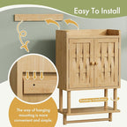 AmazerBath Bathroom Wall Cabinets with Strip Weaving Door, Medicine Cabinets with Towel Bar, Hanging Over Toilet Storage Organizer Cabinet for Small Spaces, Adjustable Shelves, 8.3x16.5x26.6 Inches